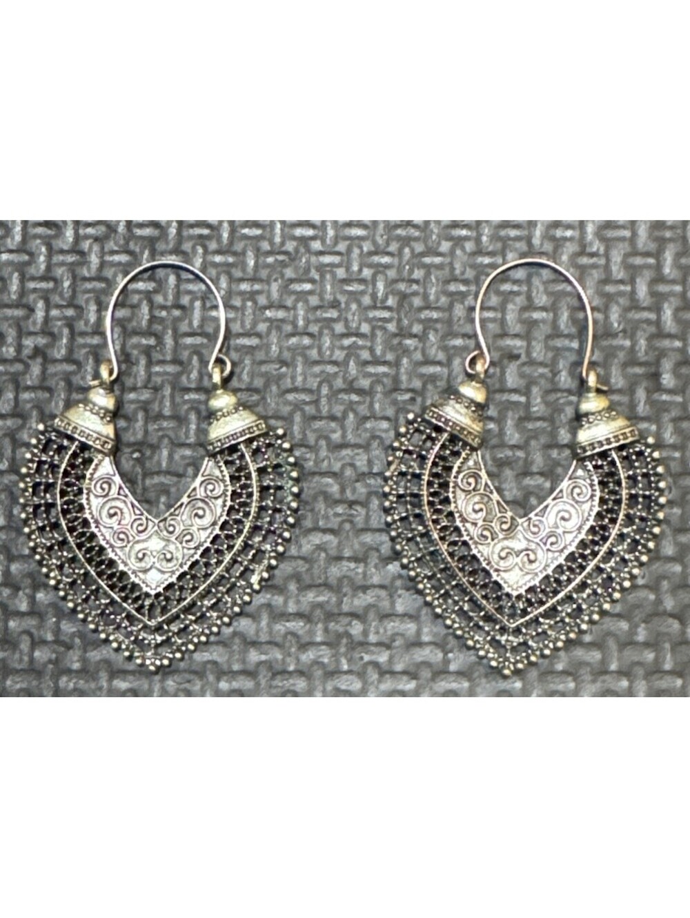 Tibetan Silver Hollow Heart Earrings Boho, Indian Jewlery